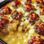Cheesy Baked Meatball Casserole First Image