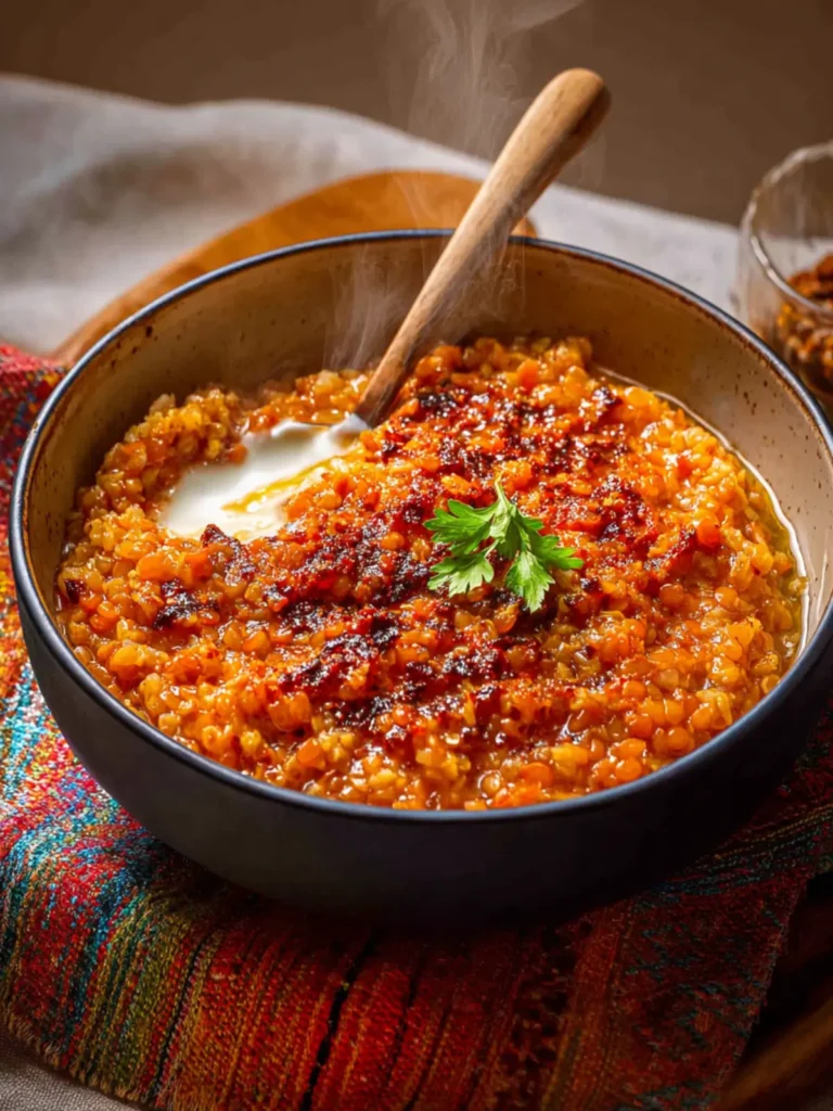 Spicy Turkish Bulgur Red Lentil Stew (Ezo Gelin Çorbası) First Image