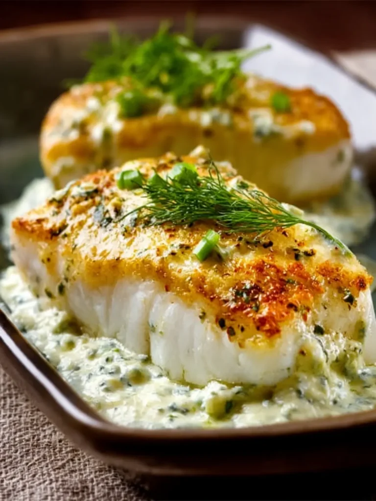 Baked Halibut (with Sour Cream, Parmesan, and Dill) First Image