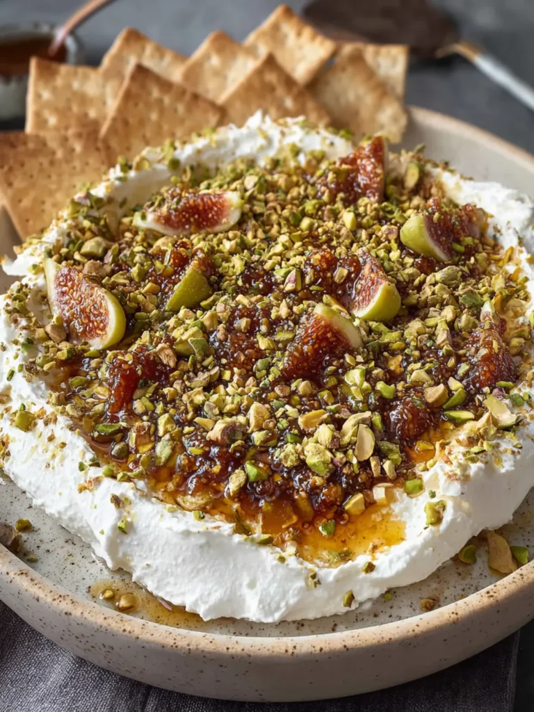 5 Minute Goat Cheese Dip with Fig Jam & Pistachios First Image