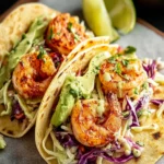 Crispy Shrimp Tacos with Avocado Lime Slaw: Unforgettable... First Image