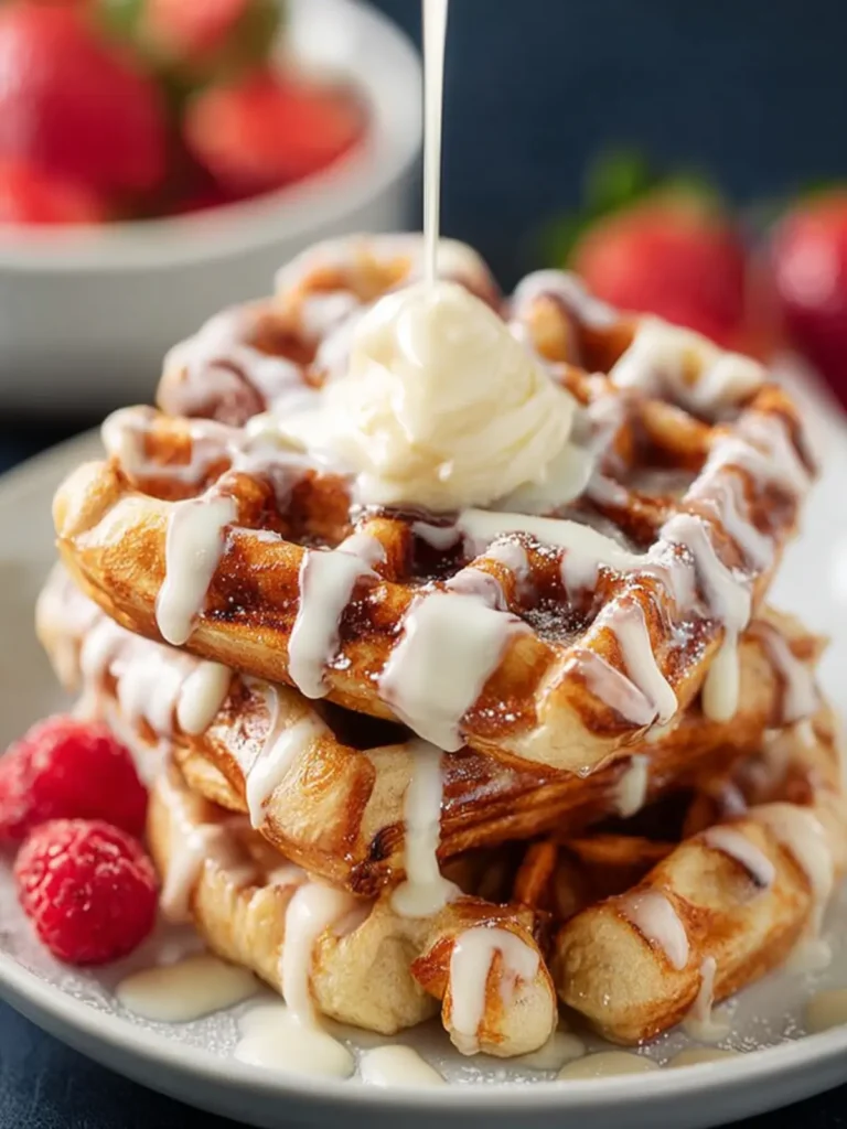 Easy Cinnamon Roll Waffles Recipe First Image