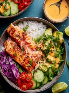 Spicy Salmon Bowls with Coconut Rice: A Flavor Explosion First Image