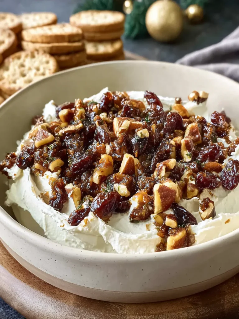 Whipped Goat Cheese Dip with Pecan Date Topping First Image