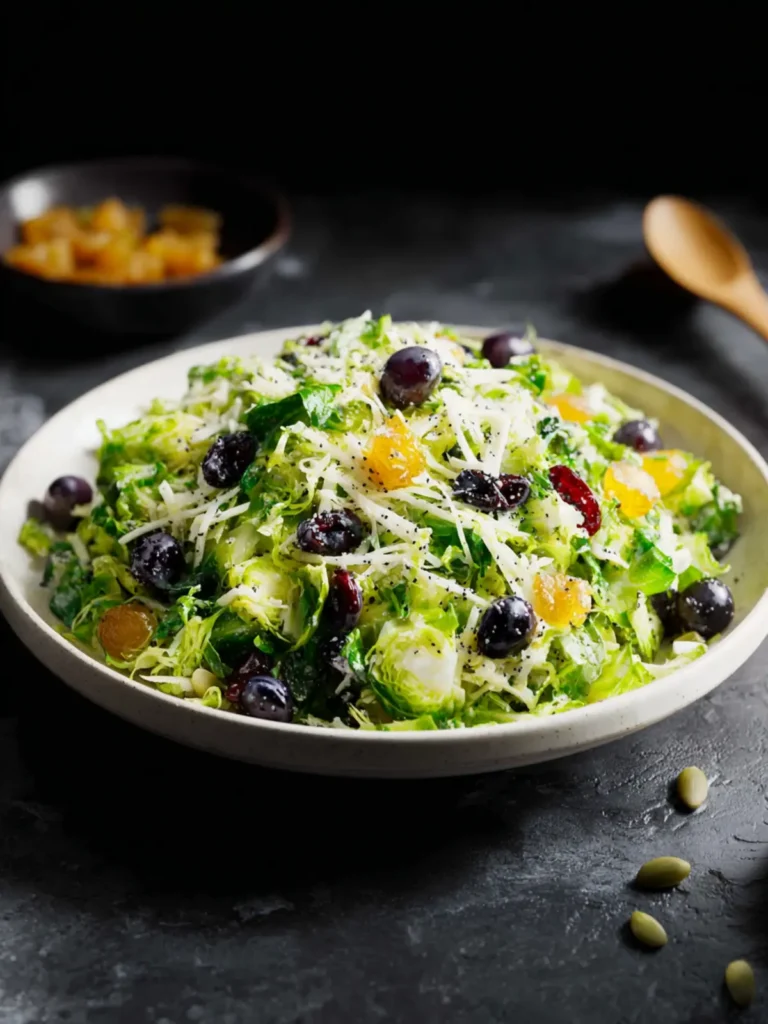 Shredded Brussels Sprouts Salad with Orange Poppy Seed Dressing First Image