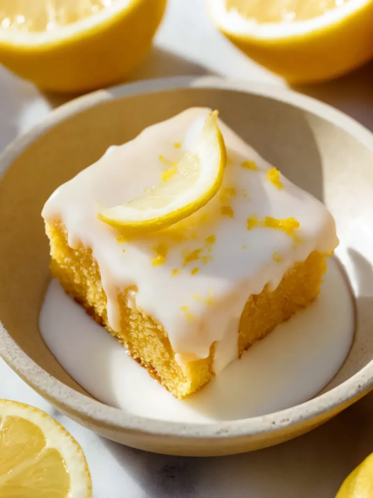Soft and Bright Lemon Brownies with White Chocolate Glaze First Image